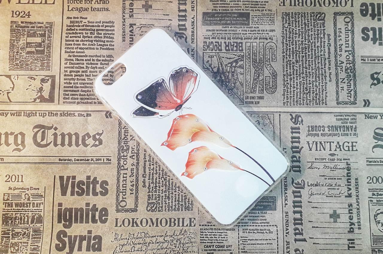 Чохол-накладка Flowers на Iphone 6/6S, White/Bordo