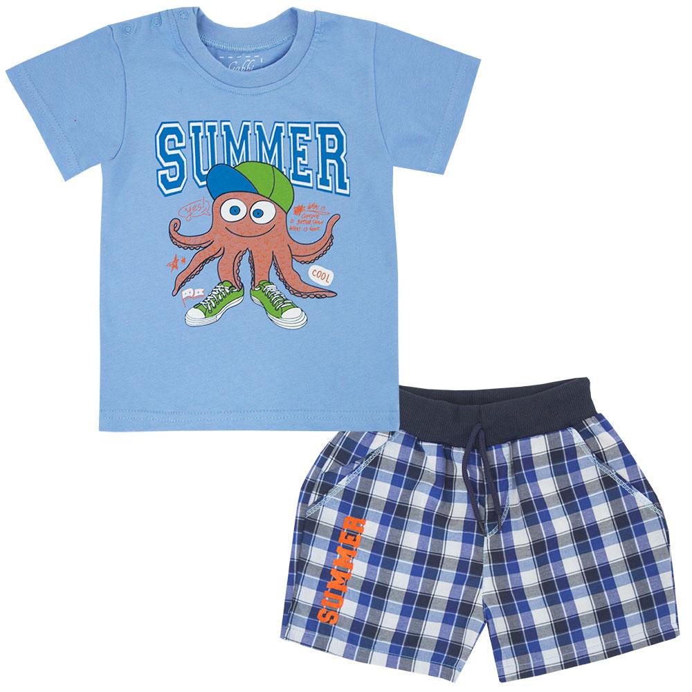 Костюм (футболка та шорти) дитячий для хлопчика GABBI KS-19-13-1 Морський Блакитний на зріст 80 (11587)