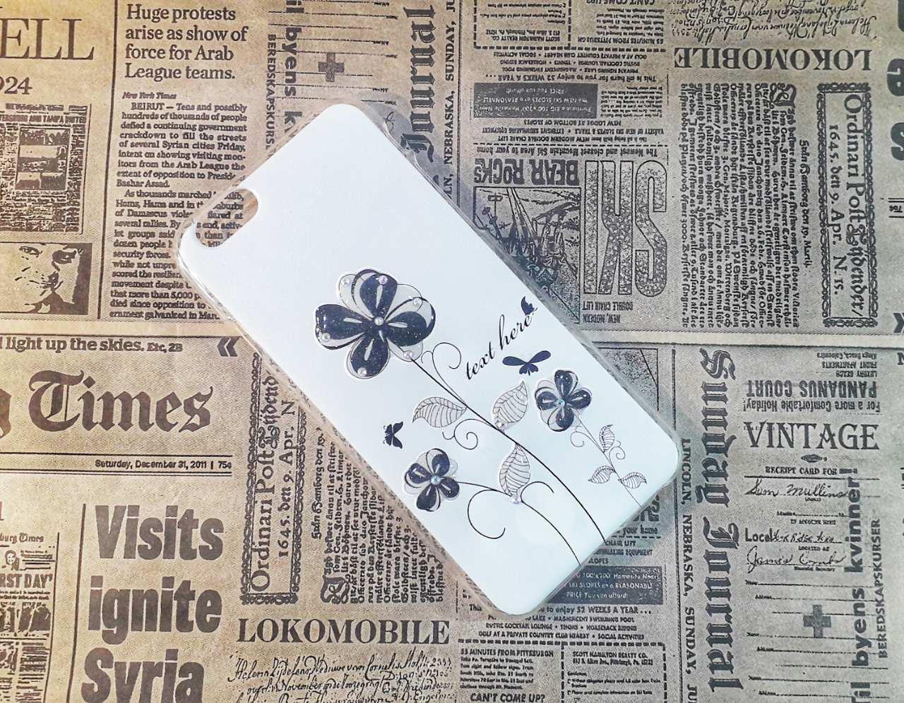 Чохол-накладка Flowers на Iphone 6/6S, White/Black