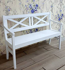 Банкетка дерев'яна зі спинкою без оббивки для передпокою Прованс РКБ-Меблі, колір на вибір, фото 2