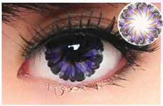 Линзы контактные фиолетовые (цветок) + контейнер в ПОДАРОК