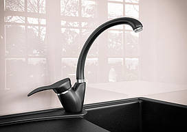 КУХОННИЙ СМІСНИК ГРАНИТНИЙ KAHER BRAVIA 01 ЧОРНИЙ