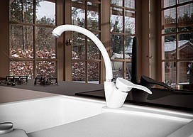 КУХОННИЙ СМІСНИК ГРАНИТНИЙ KAHER BRAVIA 01 БІЛИЙ