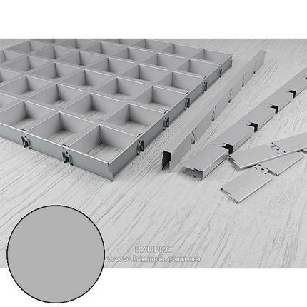 Профіль KRAFT Грільято GLK-15 "П" 40*600 мм (осередок 50*50) Ral 9006, фото 2