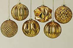 Набор новогодних шаров из 6-ти шт золотое стекло d10см 1007030 новогодние елочные шары