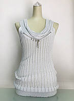 Майка літня Societa жіноча срібляста ошатна приталена по фігурі