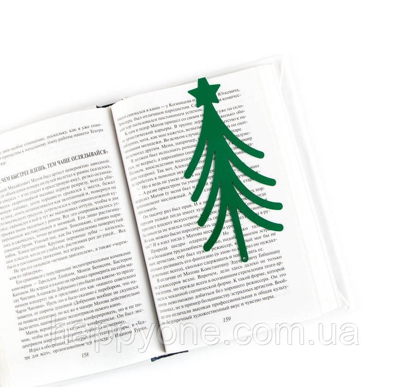Металева закладка для книг Ялинка (зелена)