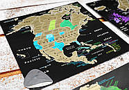 Набір скретч листівок з континентами «Map of the World» у подарунковому конверті, фото 6