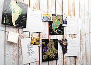 Набір скретч листівок з континентами «Map of the World» у подарунковому конверті, фото 9