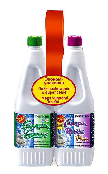 Комплект засобів для біотуалету campa green + campa rinse plus, 1.5 л