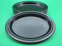 Одноразова посуд тарілка овальна чорна 310мм, 50 шт\пач