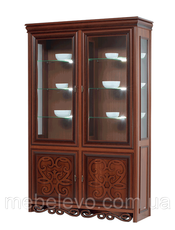 Хлоя вітрина 2Д 2110х1350х460мм горіх італійський лак патина Скай