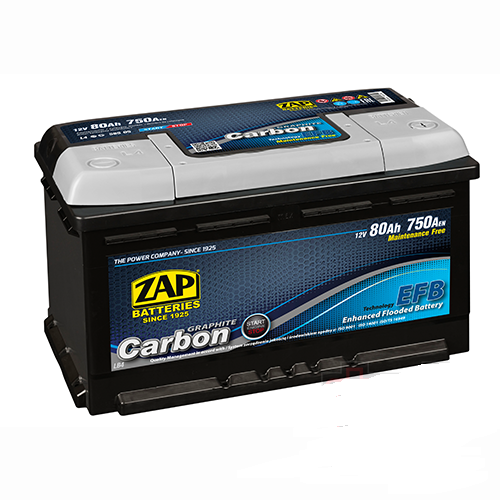 АКБ ZAP 6СТ-80Аз 750А R+ Carbon Start/Stop EFB 314*175*175