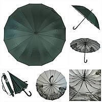Жіноча парасоля-тростина з містами на сріблястому напиленні під куполом, зелений, 01011-8