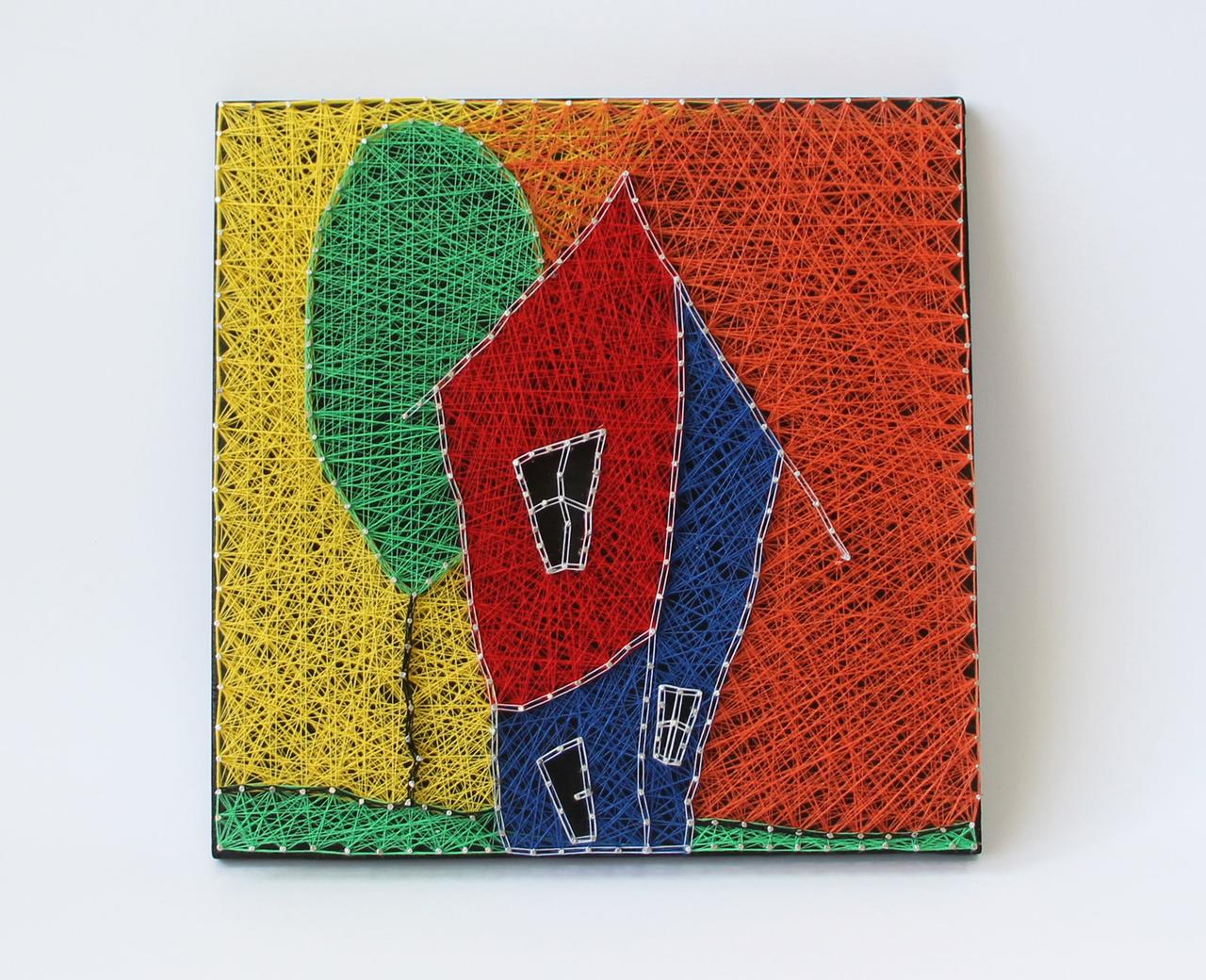 Будинок щасливих людей пано в техніці стрінг-арт String Art
