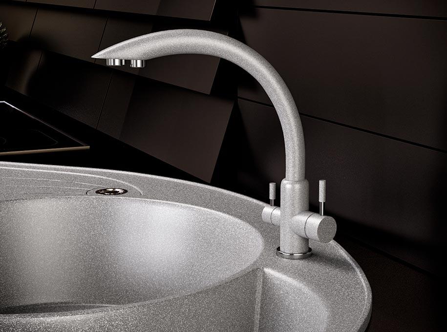 КУХОННИЙ СМІСК З ПІД'ЄДНАННЯМ ДО ФІЛЬТРУ KAHER VENECIA 08 СІРИЙ