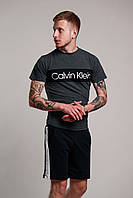 Футболка мужская летняя стильная Calvin Klein, цвет темно-серый M