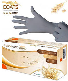 Рукавички нітрилові з натуральним екстрактом вівса safeHAND COATS safemed сіро-блакитний 100 шт.