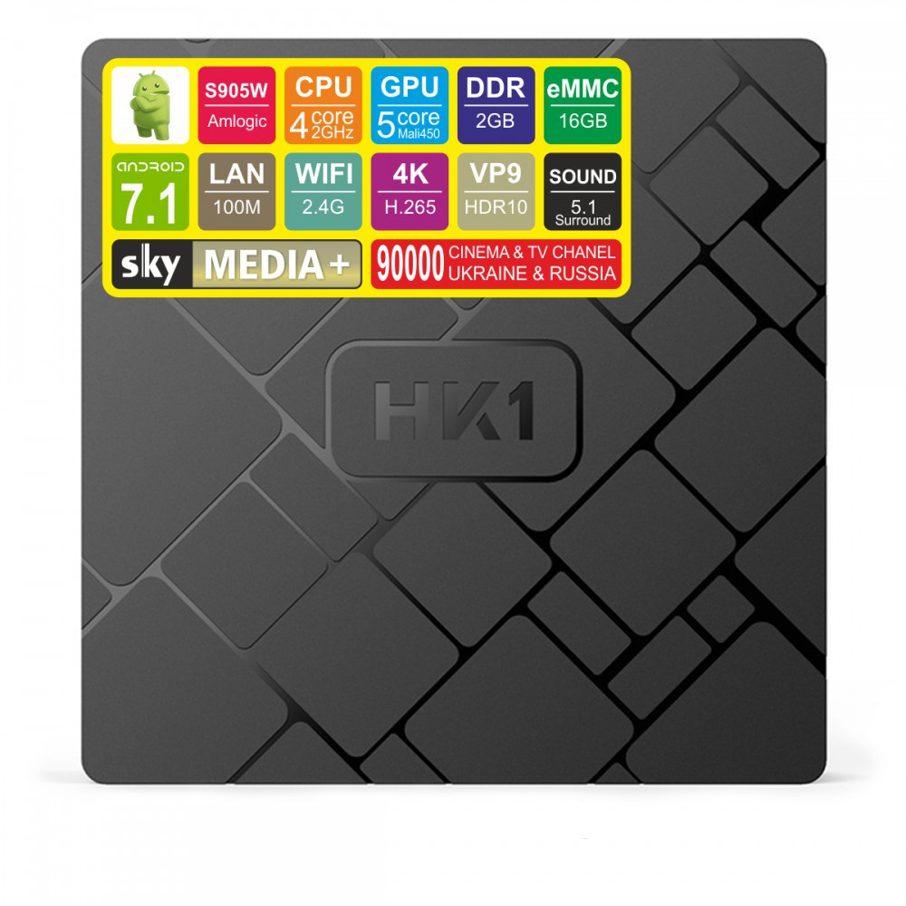 Android TV-приставка SKY (HK1) 2/16 GB Смарт ТВ мінікомп'ютер для телевізора, фото 1