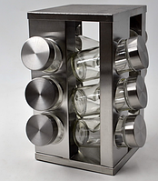 Набір для спецій BN-174 12 шт. на підставці неіржавка сталь + скло