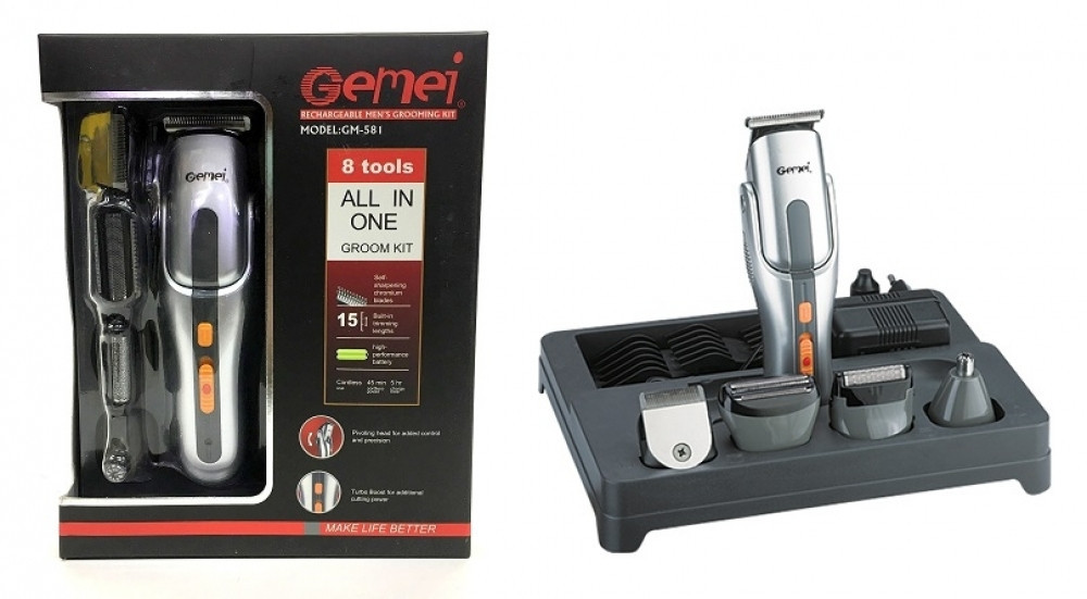 Машинка для стриження волосся Gemei GM-581 8в1 тример бритва 