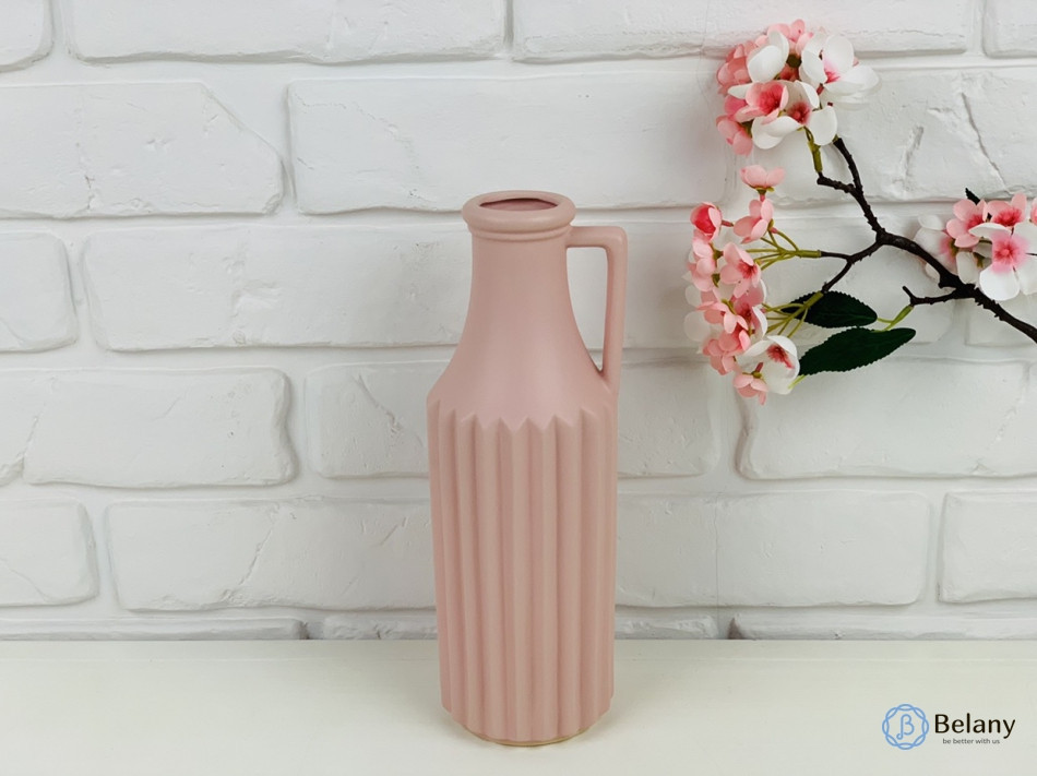 Матова ваза з кераміки "HAND BOTTLE" рожева ваза для квітів декоративна ваза