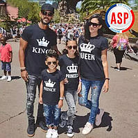 Футболки для фотосессии всей семьи King Queen Princess Prince Family Look Фэмили лук с коронами