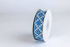 Стрічка репсова  2,5 см Орнамент блакитний