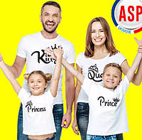 Футболки белые для фотосессии всей семьи King Queen Princess Prince Family Look Фэмили лук от 1 года