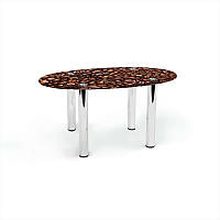 Стіл журнальний Овальна стільниця скло фотодрук Morning aroma 700х460х450 мм (БЦ-Стіл TM)