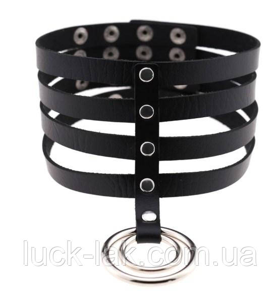 Чокер, ремінець широкий із підвіскою кільця "Паутинка", фото 1