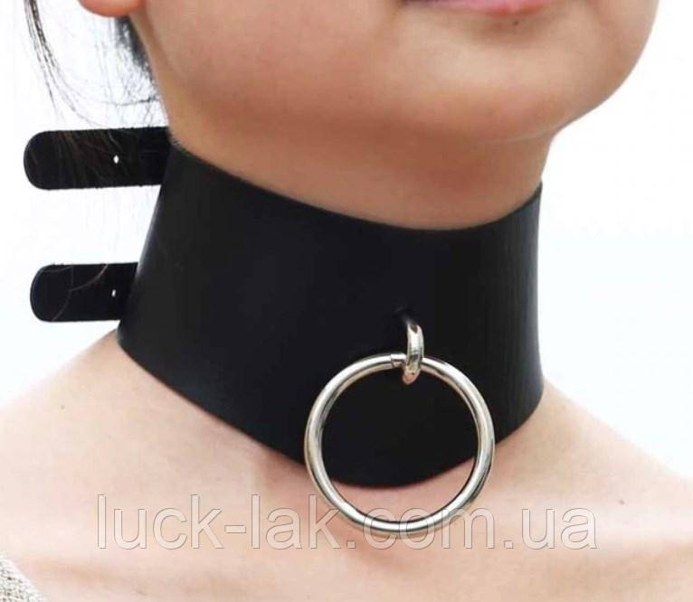 Чокер широкий під шкіру з підвіскою кільце, фото 1