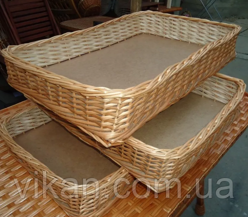 Лотки плетені 30x40х10 торгові з лози. Плетені лотки для магазину