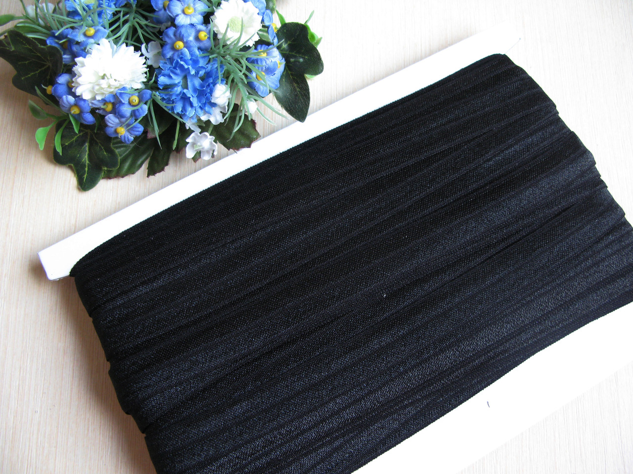 Бейка-гумка (стрічка-стрейч) колір чорний 1.5 см