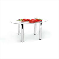 Стіл журнальний Овальна стільниця скло фотодрук Red berry 700х460х450 мм (БЦ-Стіл TM)