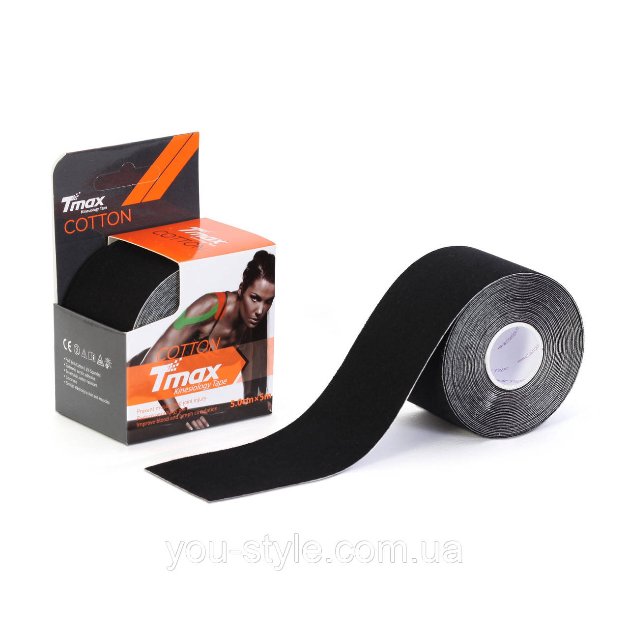 Кинезио тейп Tmax Tape 5см х 5м Чорний