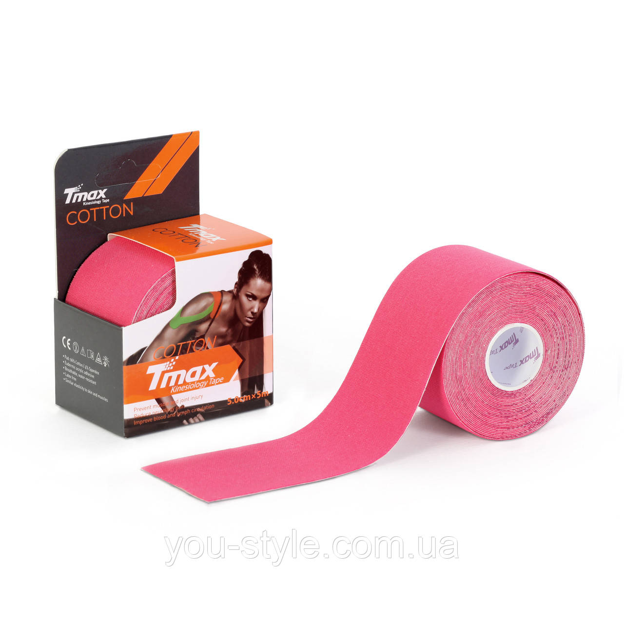 Кинезио тейп Tmax Tape 5см х 5м Рожевий