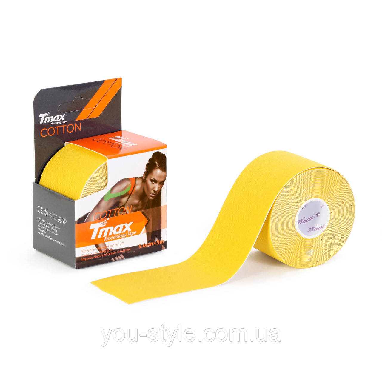 Кинезио тейп Tmax Tape 5см х 5м Жовтий