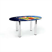 Стіл журнальний Овальна стільниця скло фотодрук Sweet Mix 700х460х450 мм (БЦ-Стіл TM)