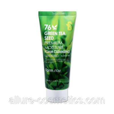 Пінка для вмивання з зеленим чаєм FARM STAY 76 Green Tea Seed Premium Moisture Cleansing Foam термін 20.08.2025, фото 1