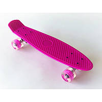 Скейтборд/скейт Пенни борд со светящимися колесами 221 (Penny Board): розовый, до 80кг