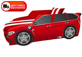 Ліжко машина серія Преміум модель BMW P 002 червоний зі спортивним матрацом