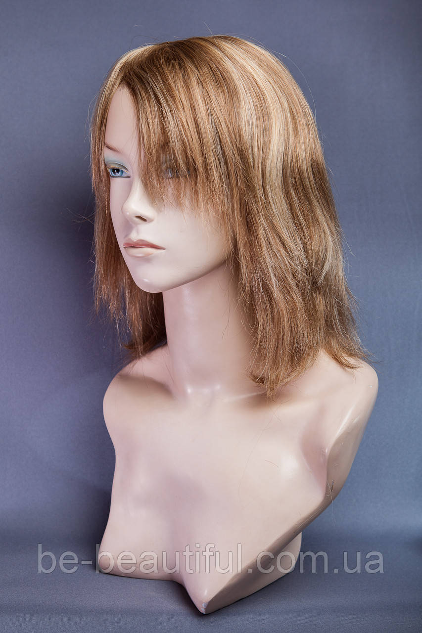 Натуральный парик, цвет мелирование русый с белым - фото 2 - id-p63502543