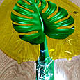 Фольгований куля тропічний лист пальми Монстера на жовтому тлі 52*38 див., фото 2