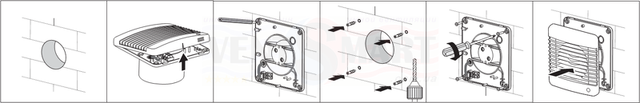 Варіант установки (монтажу)осьового тихого витяжного вентилятора VENTS SILENTA-M безпосередньо у вентиляційну шахту у ванній кімнаті, санвузлі, на кухні або в іншому приміщенні.