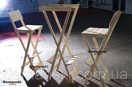 Набір кавовий столик і два стільці, розкладний. Барний стіл складаний, стілець складаний. Цена за комплект., фото 2