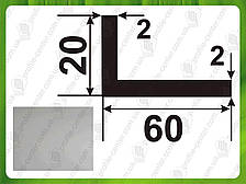 Куточок алюмінієвий 60x20x2 разнополочний різнобічний Срібло (анод)