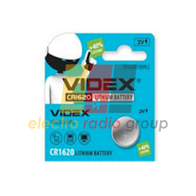 Бат. дискові Videx CR1620-U5 LITHIUM, CR1620, 3V