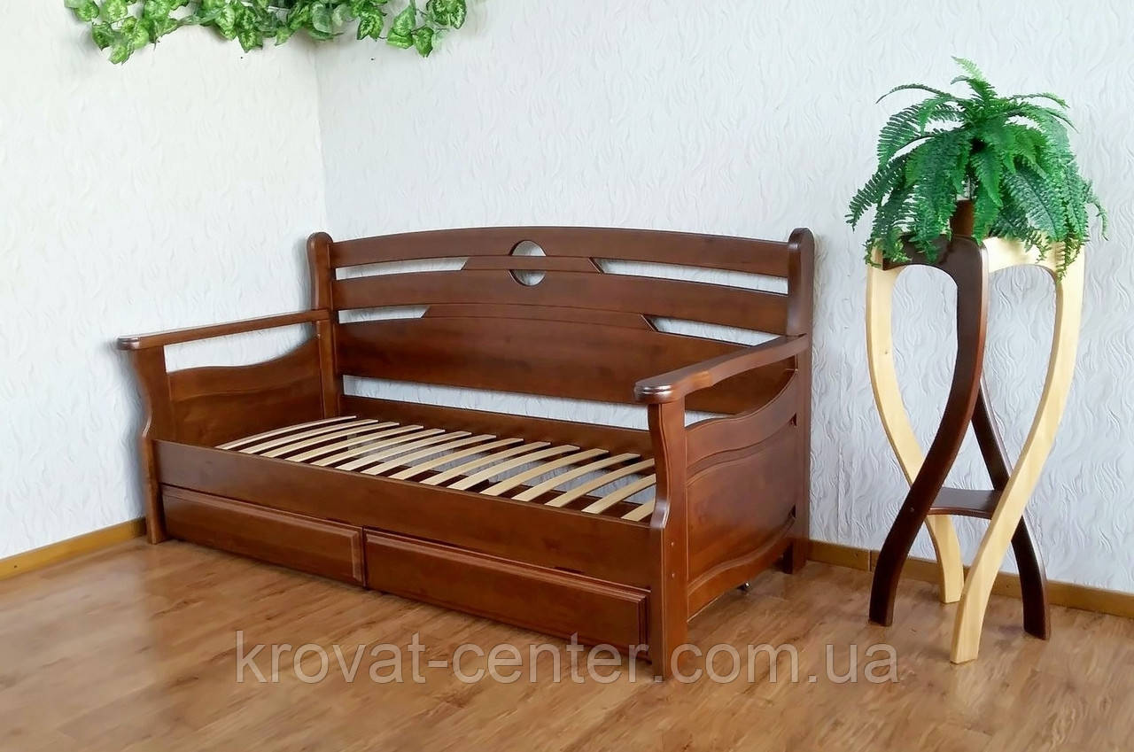 Дерев'яний диван — ліжко з шухлядами з масиву натурального дерева вільха "Луї Дюпон - 2" від виробника