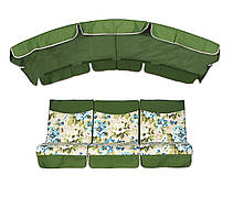 Комплект для садових гойдалок Barcelona Cotton Зелений/Пісочний+сині квіти (ОСТ-ФРАН ТМ)
